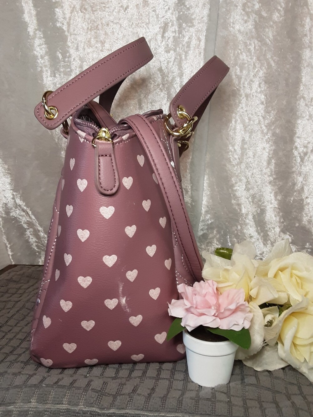 Luv Betsey Mauve Pink Heart-Accent Tote Bag - Picture 11 of 12